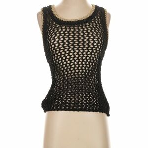 H&M Black Crochet Tank with Gold Trim